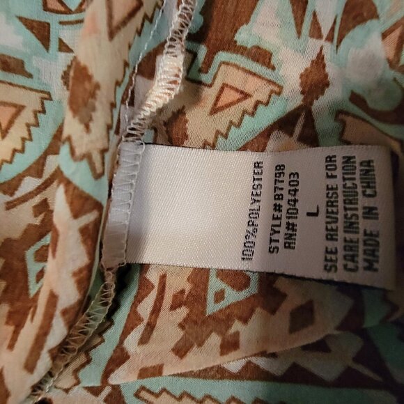 Blu Pepper long sleeve blouse - Size Med.  Brown/Mint/Cream - Picture 8 of 8